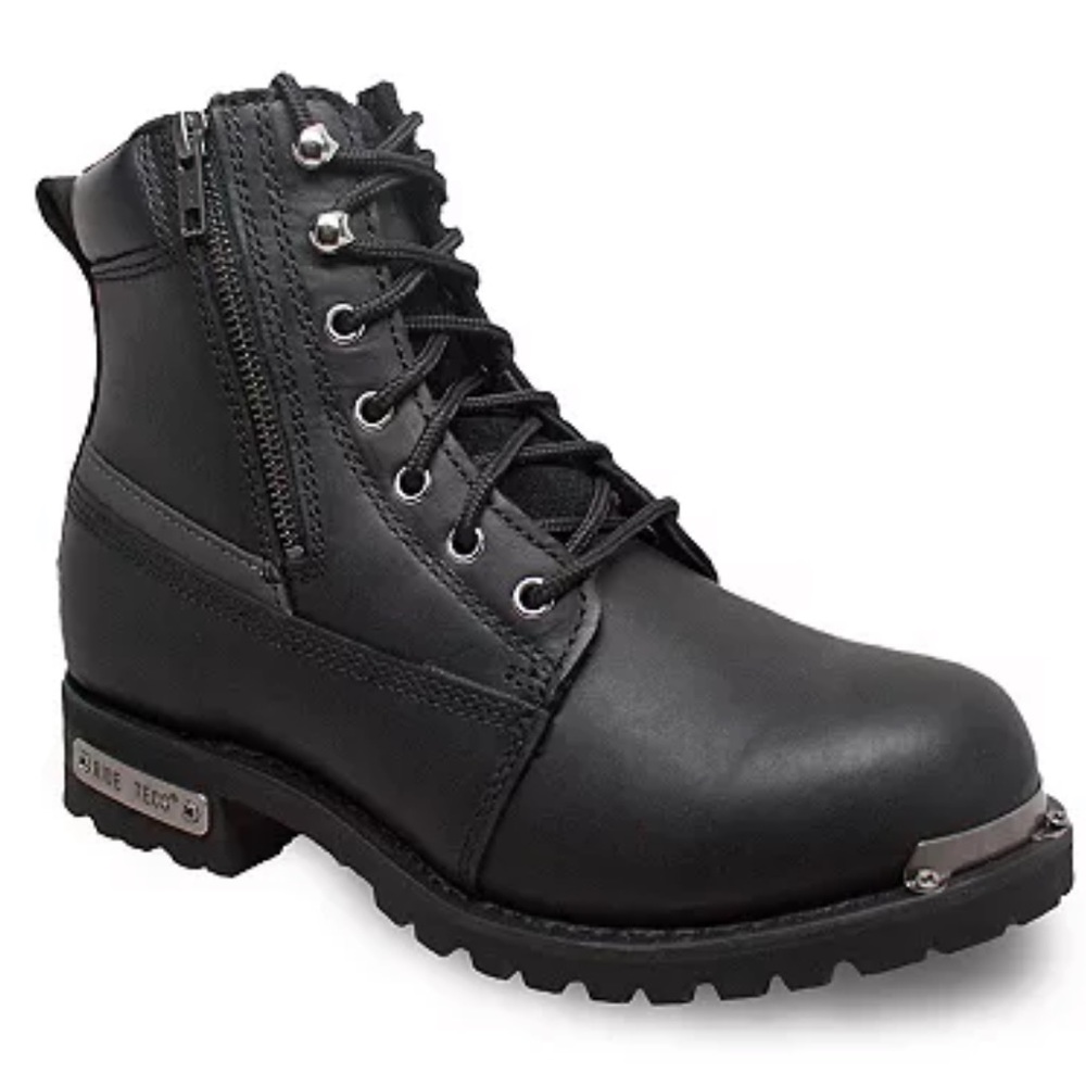 Ride Tecs Reflective Men's Leather
Double Zipper Biker Ankle Boots